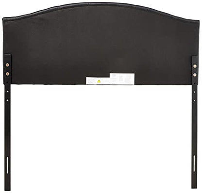 Baxton Studio Myra Modern and Contemporary Full Size Black Faux Leather Upholstered Button-Tufted Scalloped Headboard - color: Black, size: Full