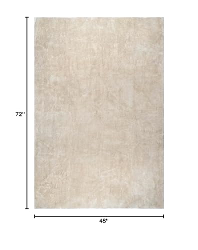 nuLOOM Loni Cream Solid Washable Area Rug, 4' x 6' - color: Cream, size: 4' x 6' (Rectangular)