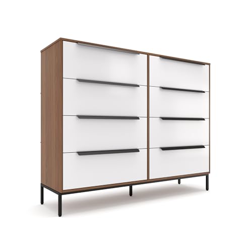 Lira Premium 8 Drawer Fabric Dresser - Engineered Wood Frame Chest of Drawers for Bedroom - Strong & Sag-Proof Clothing Organizer with Sleek Metal Handles (Dark Brown) - color: Roasted Chestnut (Dark Brown), size: 11.8"D x 46.2"W x 36.5"H (8 Drawers)