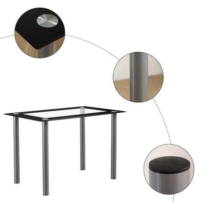 5-Piece Dining Table Set for 4, Table with 4 High Back Chairs, Sliver - color: Sliver, size: Table & Chairs
