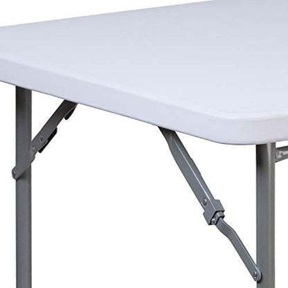 EMMA + OLIVER 2.81-Foot Square Granite White Plastic Card and Game Table | Lightweight, Easy Storage, Event and Banquet Table