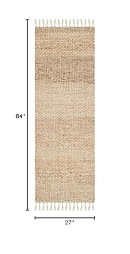 SAFAVIEH Natural Fiber Collection Runner Rug - 2'3" x 7', Natural, Handmade Farmhouse Fringe Jute, Ideal for High Traffic Areas in Living Room, Bedroom (NF733A) - size: 2'3" x 7' (Runner)