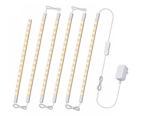 Cefrank Under Cabinet Lighting, 6-Pack 12" Linkable LED Light Bars 3000K | Warm White 1200LM • Plug-in • CRI90+ • Frosted Lens • Pantry • Bookshelf • Workbench - color: Warm White
