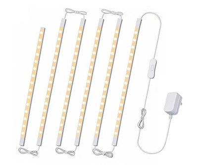 Cefrank Under Cabinet Lighting, 6-Pack 12" Linkable LED Light Bars 3000K | Warm White 1200LM • Plug-in • CRI90+ • Frosted Lens • Pantry • Bookshelf • Workbench - color: Warm White