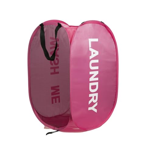 Collapsible Mesh Laundry Hamper, Foldable Dirty Clothes Basket with Handles, 14x14x23 Inch, Large (pink) - color: pink