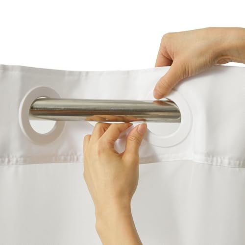 TOMOZ No Hook Bathroom Window Curtain, Narrow Short Fabric Privacy Waterproof Shower Window Curtain with Hooks, Small Window Curtains for Bathroom, Kitchen, Width 40 x Length 36 Inch - size: 40"W x 36"L (Pack of 1)