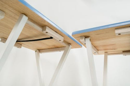 Rubberwood Folding TV Tray Table in Seaside Blue, Set of 2 | Rubberwood Construction, Foldable Design, Set of 2, Seaside Blue Finish, TV Tray Style