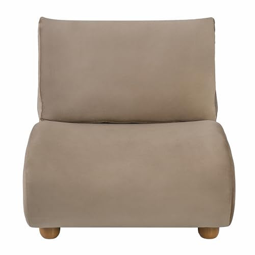 Merax Curved Accent Chair, Modern Armless Lounge Chair with Upholstered Seat, Rounded Backrest and Wood Legs, Single Sofa Seating for Living Room, Bedroom, Reading Nook, Mocha - color: Mocha
