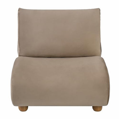 Merax Curved Accent Chair, Modern Armless Lounge Chair with Upholstered Seat, Rounded Backrest and Wood Legs, Single Sofa Seating for Living Room, Bedroom, Reading Nook, Mocha - color: Mocha