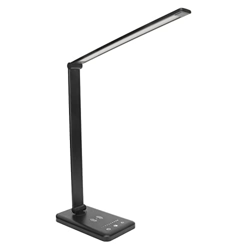 LED Desk Lamp with 5- Dimmable Brightness, Foldable Arm & Built-in 5W USB Charging Port – Compatible with Study, Office and Home Use