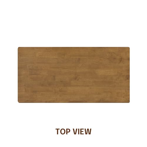 Flow Modern Wooden Rectangle Desk Table with Hidden Drawer – Waterproof & Heat Resistant - Teak Look - color: Teak Look, size: 47 Inch, style: Desk