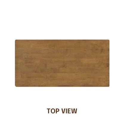 Flow Modern Wooden Rectangle Desk Table with Hidden Drawer – Waterproof & Heat Resistant - Teak Look - color: Teak Look, size: 47 Inch, style: Desk