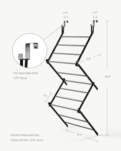 Over The Door Drying Rack, 16.8FT Hanging Drying Space with 11 Drying Rods, Foldable Door Laundry Rack for Bathroom Bedroom RV Apartment Indoor Clothes Drying
