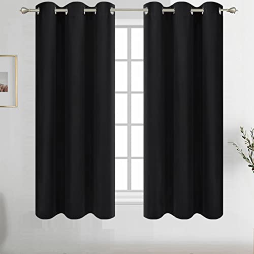 Diraysid Black Grommet Blackout Curtains for Bedroom Thermal Insulated Room Darkening Curtains Drapes, 42 x 54 inch, 2 Panels - color: Black, size: 42"W x 54"L (Pack of 2)
