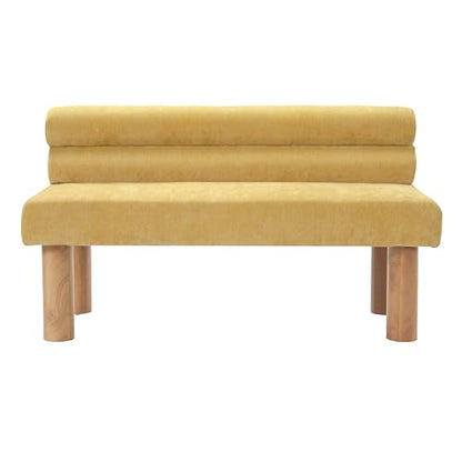 Christopher Knight Home Wally Fabric Upholstered Dining Bench, Long Dining Room Chair, Wooden Entryway Bench, Bedroom End of Bed Bench, Yellow+Natural - color: Yellow+natural