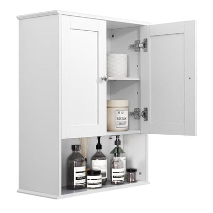Bathroom Cabinet Wall Mounted Over Toilet Storage Cabinet, 24x30 Inch Wooden White Bathroom Wall Cabinet Above Toilet Storage Medicine Cabinets for Kitchen Laundry Bedroom - size: 9x24x30 In(DxWxH)