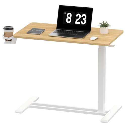 FLEXISPOT 32''Adjustable C Table Gas Spring Mobile Side End Table | Adjustable C table with Wheels, Bedside table for sofa and couch. Laptop Rolling Cart TV Tray, 31.5" W x 17.7" D,Maple - color: Maple, size: 32x18