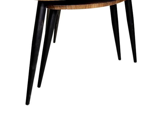 Penau Contemporary Nesting Tables 2pc Set, Metal Frame with Solid Wood Tops, Space Saving Stacking Design, Natural and Black Finish, 15.5 x 15.5 x 15.5 Inchs