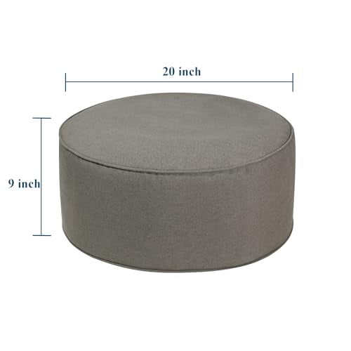 FUNHOME Inflatable Stool Ottoman Footrest with Handle D20 xH9-Beige Coffee | Indoor Outdoor Footrest Seat, Water-Repellent, Footstool Pouf for Home Patio Garden and Camping Use - color: Beige Coffee