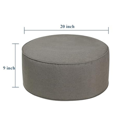 FUNHOME Inflatable Stool Ottoman Footrest with Handle D20 xH9-Beige Coffee | Indoor Outdoor Footrest Seat, Water-Repellent, Footstool Pouf for Home Patio Garden and Camping Use - color: Beige Coffee