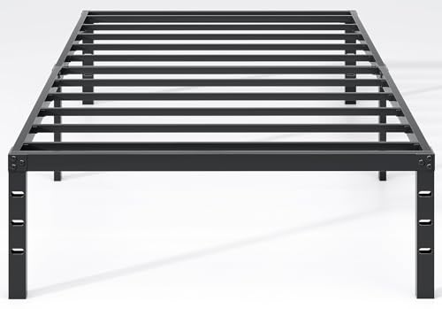 NEW JETO Metal Bed Frame,Twin Size Bed Frame with Storage Space,18 Inch | Heavy Duty Sturdy Mattress Foundation,Easy Assembly,No Box Spring Needed, Black - size: Twin, style: 18 Inch