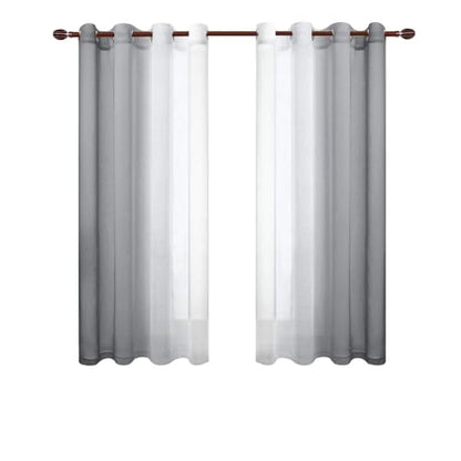 DWCN Grey Ombre Sheer Curtains - Faux Linen Semi Voile Gradient Bedroom and Living Room Curtains, Set of 2 Grommet Top Window Drape Panels, 52 x 63 Inch Length - color: Grey, size: 52"W x 63"L (Pack of 2)