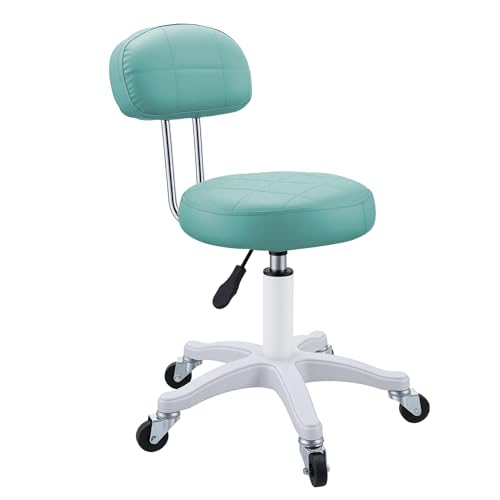 Vanity Chair with Wheels, Small Office Desk Chairs with Back, Armless Chairs Round Rolling Chair Height Adjustable 360 Swivel Computer Stools for Bedroom Home Office Salon Sky Blue - color: Sky Blue