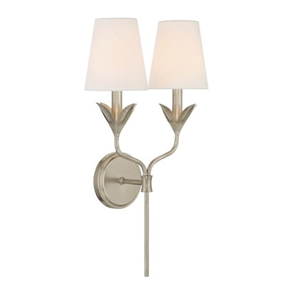 Crystorama Broche 2 Light Antique Silver Sconce - color: Antique Silver, size: Width: 12 Inches
