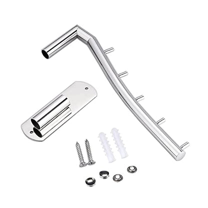 Wall Mounted Wall Folding Clothes Hanger Rack, Detachable Sturdy Swing Arm Coat Hanger Stainless Steel Clothes Hook, Laundry Room Space Saving Clothing Hanging System Heavy Bathrooms Rack Towel Hanger - color: Black, size: Black-Hooks