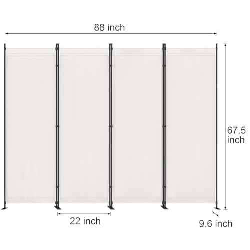 Morngardo Room Divider, Folding Privacy Screens, 4 Panel Room Partitions, 88" Foldable Wall Dividers, Portable Separating for Home Office Bedroom Dorm Decor (White) - color: White, size: 88'W - 4 Panels