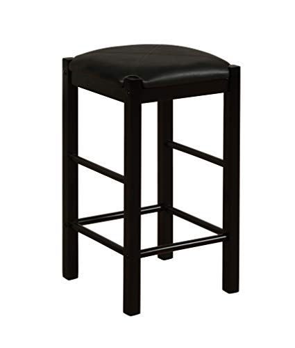 Space Saving Design, Black Finish, Faux Leather Seats, 36 Inch Counter Height Table - color: Black