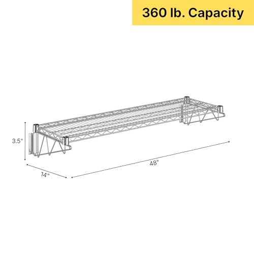 14" x 48" Chrome Wire Wall Mount Shelf - color: Chrome, size: 14" x 48"