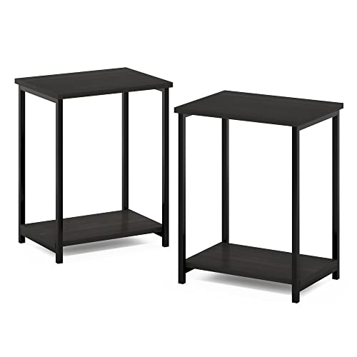 2-Tier Set of 2 Modern End Table with Metal Frame, Open Shelf Night Stand, Easy Assembly Side Table, Bedside Table, for Bedroom, Living Room, Espresso - color: Espresso, size: 2 Tier, Set of 2