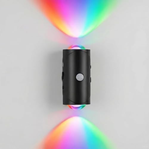 Motion Sensor Night Light, USB-C Rechargeable RGB Wall Light | 7 Color RGB Motion Sensor Light Indoor, Magnetic Battery Operated Wall Sconces for Bedroom, Bathroom, Hallway, Stairs - color: Black