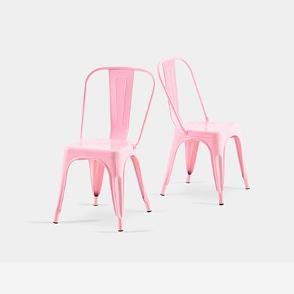 AC Pacific 18 Inch Seat Height Industrial Metal Dining Chairs, Stackable Kitchen or Bar Seat, Durable Modern Design, Versatile Accent Furniture, Set of 2, Pink - color: Pink, size: Set of 2