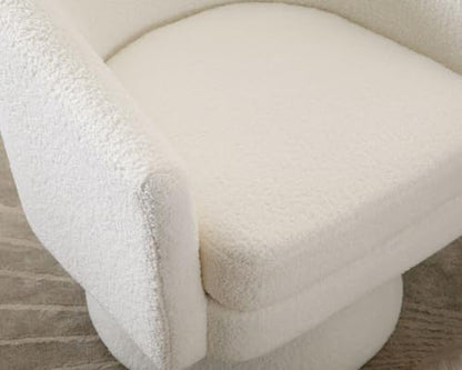 HNY Set of 1 Swivel Barrel Accent Chair, White Boucle | 360° Swivel Cozy Vanity Armchair, Sherpa Round Lounge Reading Chair, Comfy Club Side Chair - size: 1 Chair