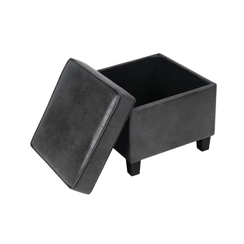 HomePop 18" Classic Square Storage Ottoman - Gray Faux Leather - color: Gray Faux Leather