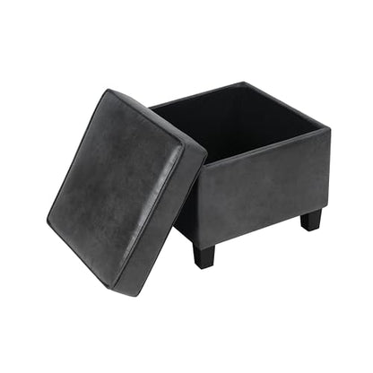 HomePop 18" Classic Square Storage Ottoman - Gray Faux Leather - color: Gray Faux Leather