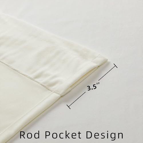 Joydeco White Velvet Curtains 63 inch Length 2 Panels, Luxury Blackout Rod Pocket Thermal Insulated Window Curtains, Super Soft Room Darkening Drapes for Living Dining Room Bedroom,W52 x L63 inches - color: Rod Pocket | Ivory White, size: 52"W x 63"L (Pac