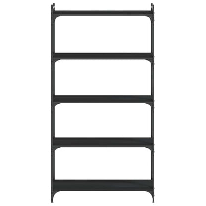 5-Tier Industrial Bookcase, 60.6 Inch Tall Bookshelf with Height Adjustable Shelves and Metal Frame, Matte Black Engineered Wood Shelving Unit for Living Room and Office - color: Black, size: 5-Tier