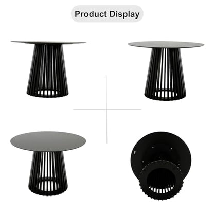 HEAH-YO Round Dining Table Set of 1, Modern Kitchen Table with Solid Wood Stripes, 43 Inch Wood Dinner Table for Kitchen Dining Room, Black - color: Black