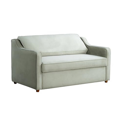Serta® Santa Cruz 62.2" Convertible Loveseat, Full-Size, Recessed Track Arms, Dream Coil® Comfort, Fingerguard® Pinch Point Protection, Soft Velvet Fabric, Sage