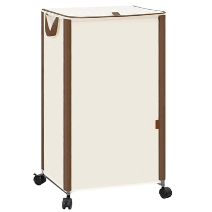 STORAGE MANIAC Rolling Laundry Hamper with Lid, 23.7 Gal (90 L) Large Tall Laundry Basket with Wheels & Handles, Aesthetic Dirty Clothes Hamper for Small Space, Dorm, Apartment, College, Beige - color: Beige