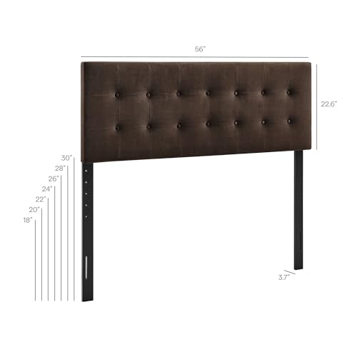 Modway Emily Full Size Performance Velvet Headboard in Chocolate Brown - Stain-Resistant Velvet Upholstery with Button Tufting and 7 Adjustable Height Positions - color: Chocolate Brown, size: Full