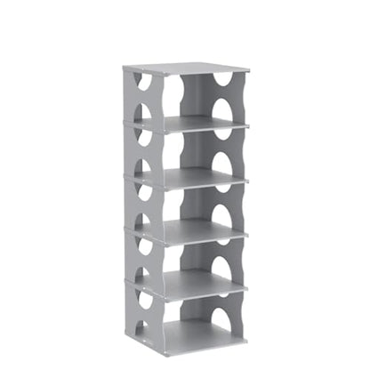 6-Tier Shoe Rack, Stackable Storage Organizer for Bedroom Entry, Adjustable Rack, Shoe Slots Shelf, Easy Tower Rack, Grey - color: Grey