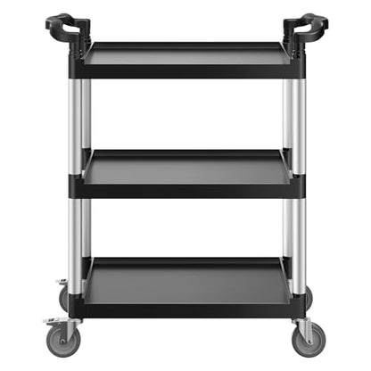 VEVOR Utility Cart, 300 lbs Load Capacity, 3-Tier Utility Plastic Cart with 360° Swivel Wheels (2 with Brakes), 24.4 x 16.1-inch Food Service Cart for Warehouse, Office, Home, Restaurant, Kitchen | Utility Cart Equipped with Brake Casters, Multi-Purpose S