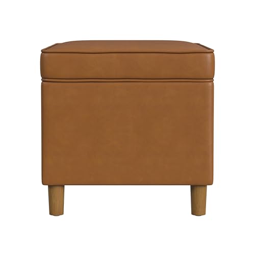 Spatial Order 24" Dinah Collection Storage Ottoman - Carmel Faux Leather - color: Carmel Faux Leather