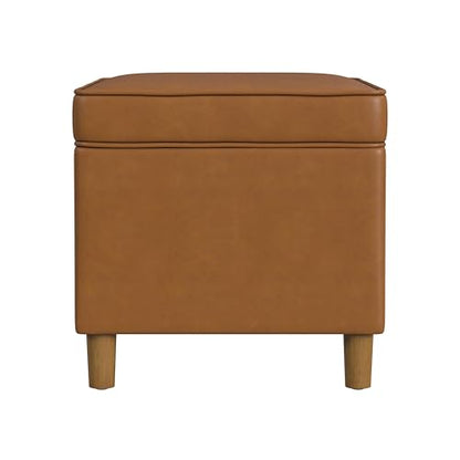Spatial Order 24" Dinah Collection Storage Ottoman - Carmel Faux Leather - color: Carmel Faux Leather