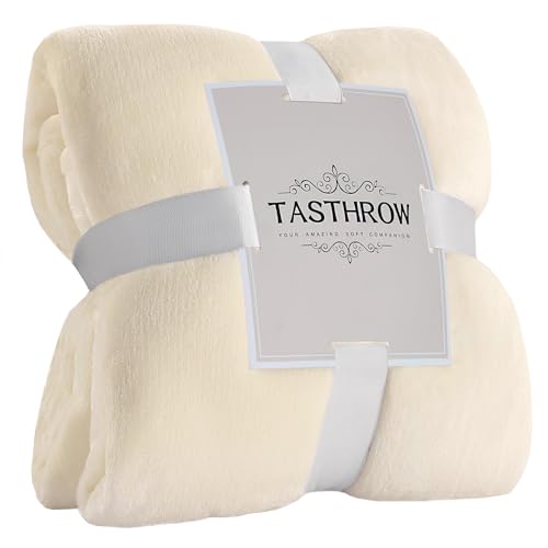 TASTHROW Creamwhite Throw Blanket 50x60 Inches | Soft Plush Cozy Fleece Flannel Throw Blanket, Lightweight Warm Throws for Bed, Couch, Bedroom and Living Room, All Seasons - color: Creamwhite, size: 50"x60"