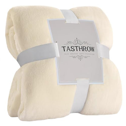 TASTHROW Creamwhite Throw Blanket 60x80 Inches | Soft Plush Cozy Fleece Flannel Throw Blanket, Lightweight Warm Throws for Bed, Couch, Bedroom and Living Room, All Seasons - color: Creamwhite, size: 60"x80"